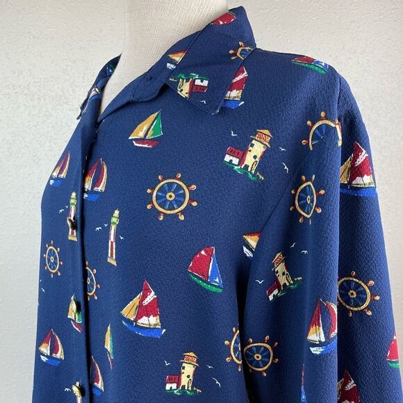 Bon Worth Nautical Themed Button Down Short Size XL EUC - Picture 5 of 8